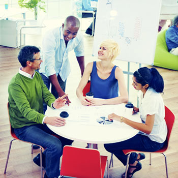 Diverse group of business people discussing human resources